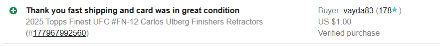 Basement Hits eBay feedback screenshot 2