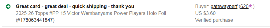 Basement Hits eBay feedback screenshot 4