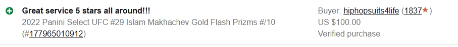 Basement Hits eBay feedback screenshot 20