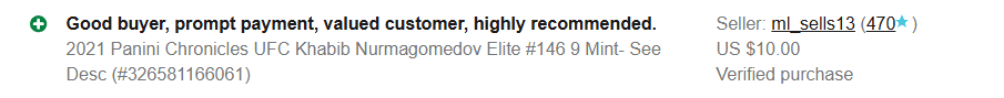 Basement Hits eBay feedback screenshot 58
